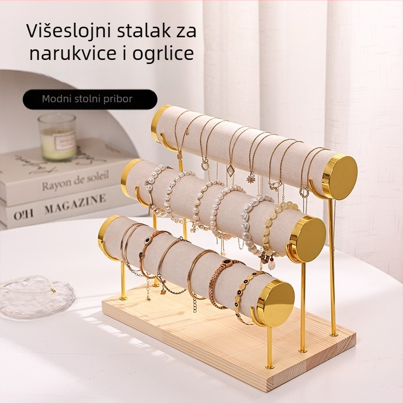 Stalak za narukvice, metalni višeslojni stalak za narukvice i nakit, ljestve za satove, stalak za pohranu narukvica, baršunasti stalak za nakit