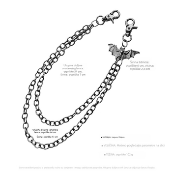 Amazonove najprodavanije High Street Cool Dark Trendy Bat hlače Lančić Dodaci Lančić Remen Traperice Lanac Oko Struka Muška Veleprodaja