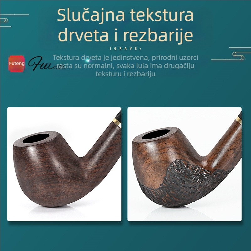 Futeng tvornica cijevi Najprodavanija ebanovinska cijev za voskanje 9 mm filter za dimnjak Klasična staromodna masivna drvena neobojena cijev