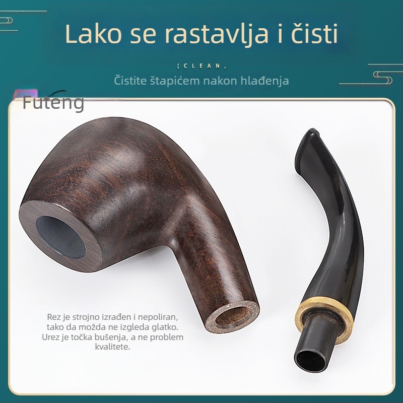 Futeng tvornica cijevi Najprodavanija ebanovinska cijev za voskanje 9 mm filter za dimnjak Klasična staromodna masivna drvena neobojena cijev