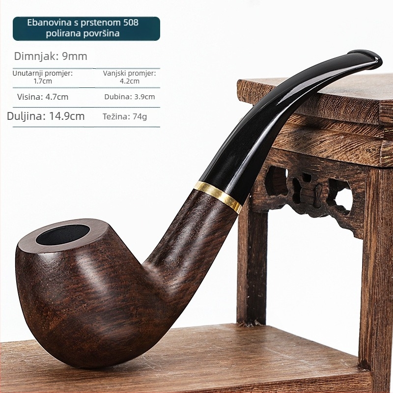 Futeng tvornica cijevi Najprodavanija ebanovinska cijev za voskanje 9 mm filter za dimnjak Klasična staromodna masivna drvena neobojena cijev