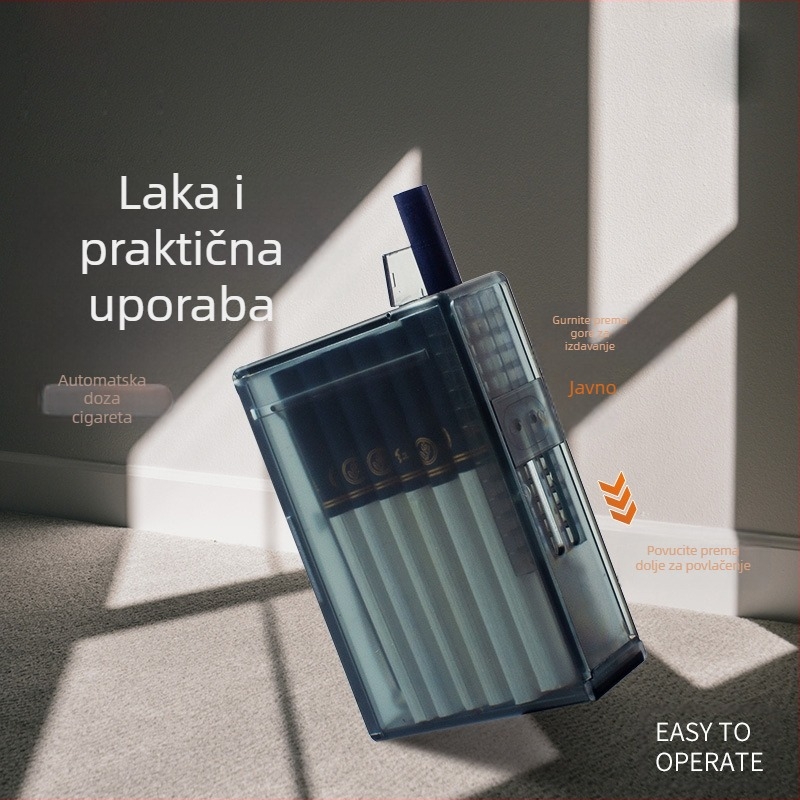 Nova automatska kutija za cigarete, pakiranje od 20 komada, cijelo pakiranje, automatska, bljeskajuća, dimljena, matirana ABS površina, prozirna, otporna na vlagu