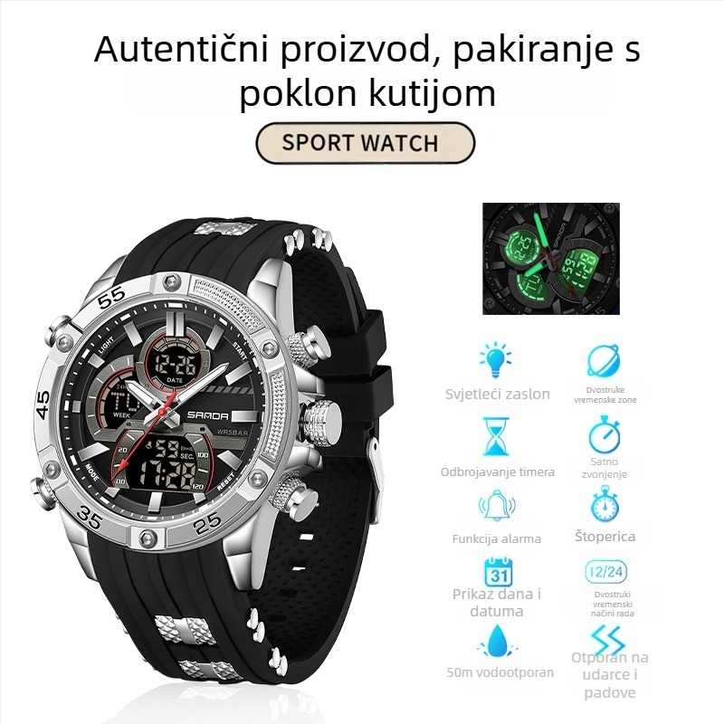 Muški sat za vanjsku trgovinu prekogranični omladinski sportski elektronički modni višenamjenski svjetleći vodootporni budilnik uživo eksplozije