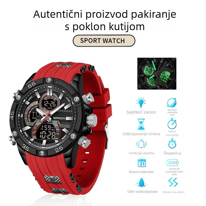 Muški sat za vanjsku trgovinu prekogranični omladinski sportski elektronički modni višenamjenski svjetleći vodootporni budilnik uživo eksplozije