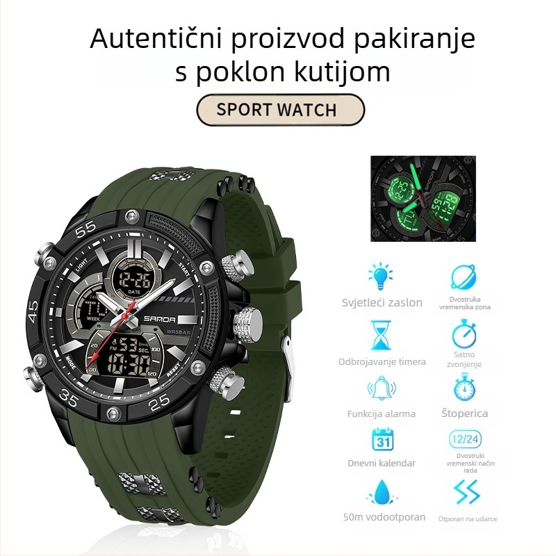 Muški sat za vanjsku trgovinu prekogranični omladinski sportski elektronički modni višenamjenski svjetleći vodootporni budilnik uživo eksplozije