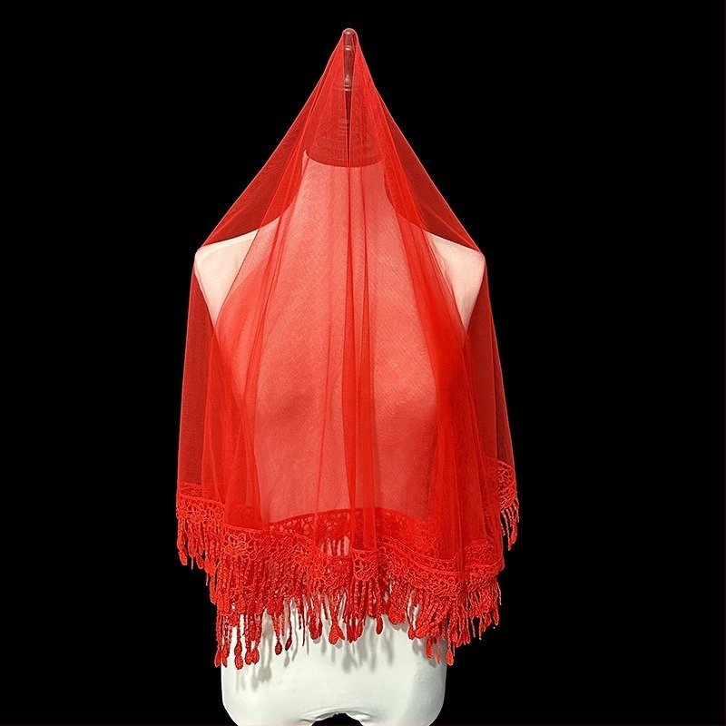 Novi dolazak Crvena glava Pređa za vjenčanicu Vjenčanica Xiuhe Haljina Crvena glava Kineski stil Retro stil Kratka čipkasta foto pređa