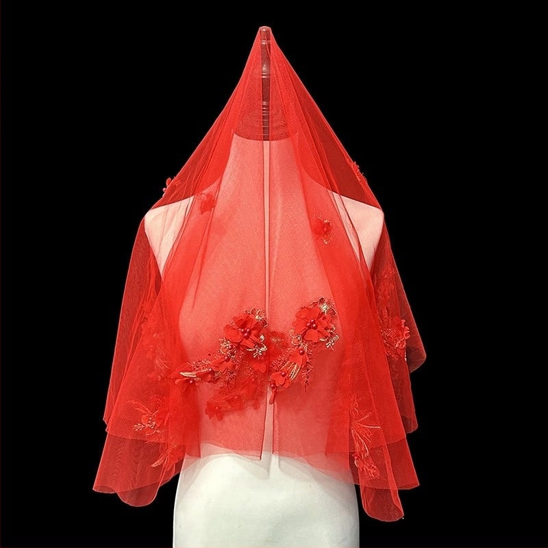 Novi dolazak Crvena glava Pređa za vjenčanicu Vjenčanica Xiuhe Haljina Crvena glava Kineski stil Retro stil Kratka čipkasta foto pređa