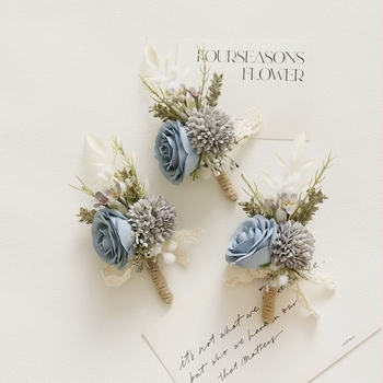 Art Accord 2431 Vjenčani cvijet Umjetnička simulacija Cvijet Poslovna proslava Otvaranje Gost Cvijet korsaža Cvijet za ručni zglob Siva Plava