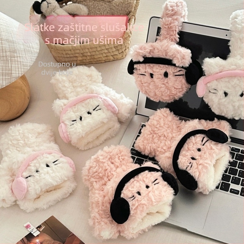 Zimske slatke Joker štitnike za uši, rukavice za djevojčice, hladnootporne biciklističke odijelo, toplo, vjetrootporno, s poluprstima, slatki nakit