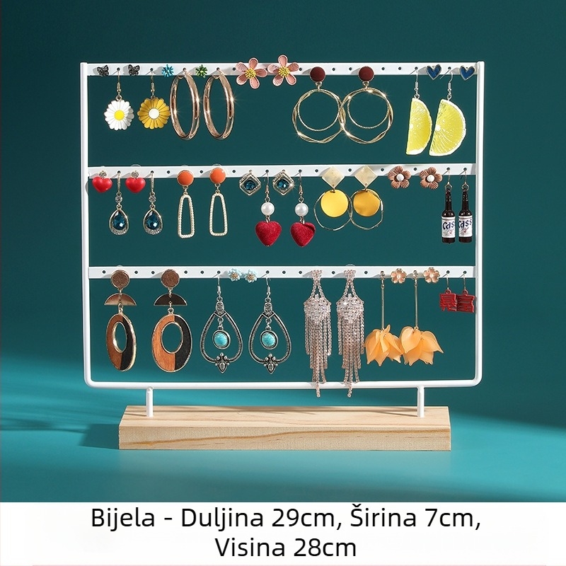 Stalak za naušnice, drveni stalak za nakit, stalak za pohranu naušnica, željezna vješalica, polica za nakit, pult za nakit