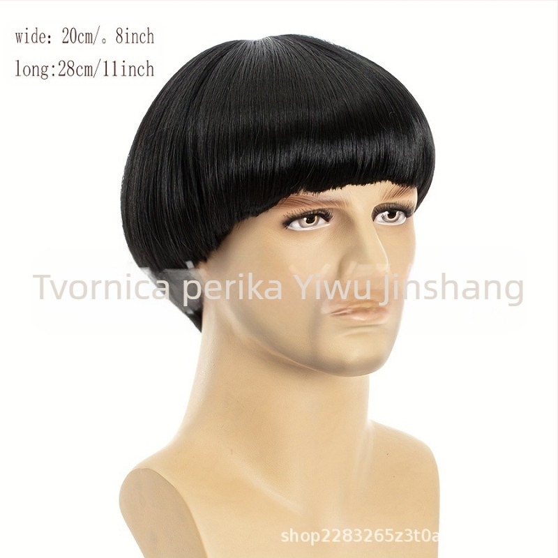 Muška crna COS perika s glavom lubenice, perika s glavom gljive, perika s kapom u obliku lonca, perika s glavom lude