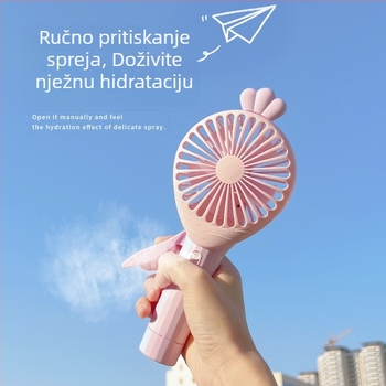 Novi proizvod Mini voćni ručni ventilator s malim pritiskom, prijenosni slatki ručni ventilator s raspršivačem ananasa i mrkve
