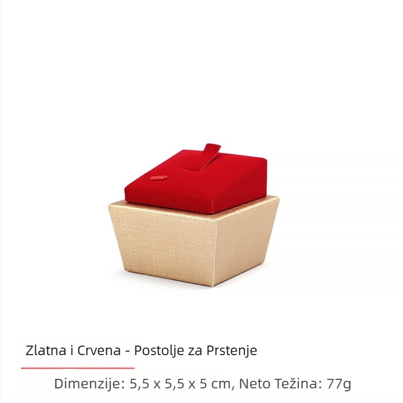 Set rekvizita za izlaganje nakita, crveni flanel, zlatni pladanj za nakit, držač za prstenje, ogrlicu, pult, stalak za nakit