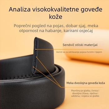Pravi kožni remen za muškarce s automatskom kopčom, novi mladi trendi remen od kravlje kože za hlače, poslovni remen vrhunskog kvaliteta, na zalihi