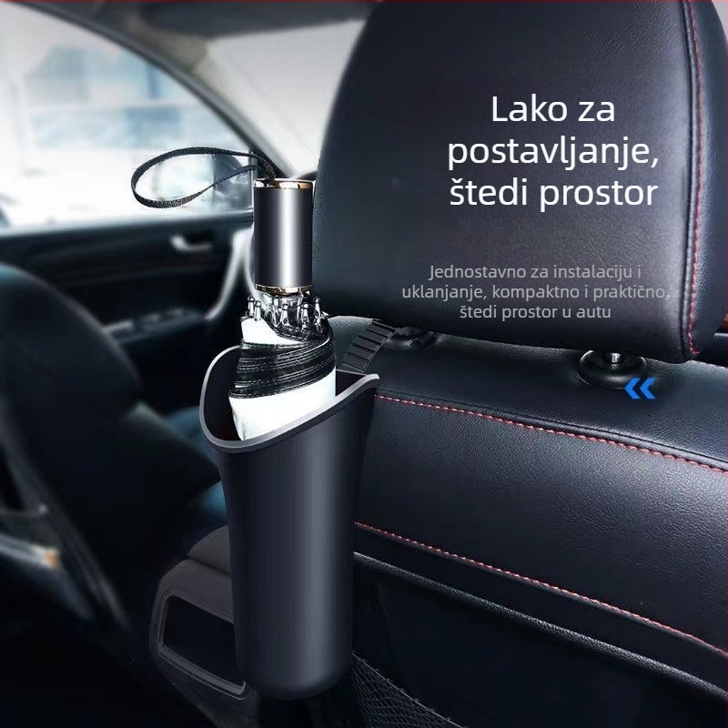 Stalak za kišobrane za automobil, držač za kišobrane na stražnjem sjedalu automobila, navlaka za kišobran, bačva za pohranu, kuka za kopču, kutija za pohranu, vodootporna