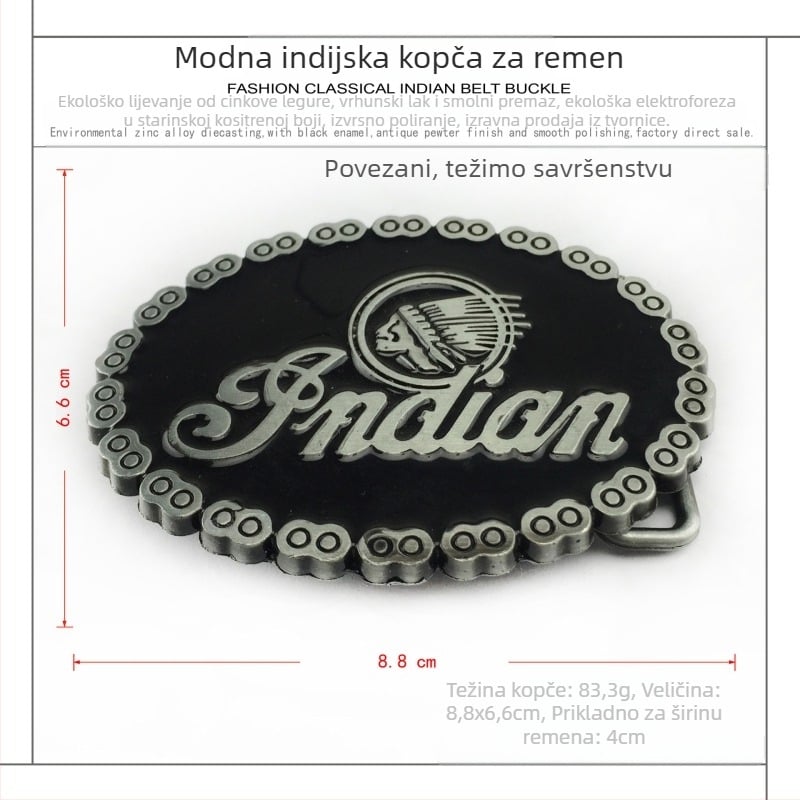 BULLZINE Kopča za remen od legure cinka za indijske motocikle 03137 Retro ležerna kopča za remen