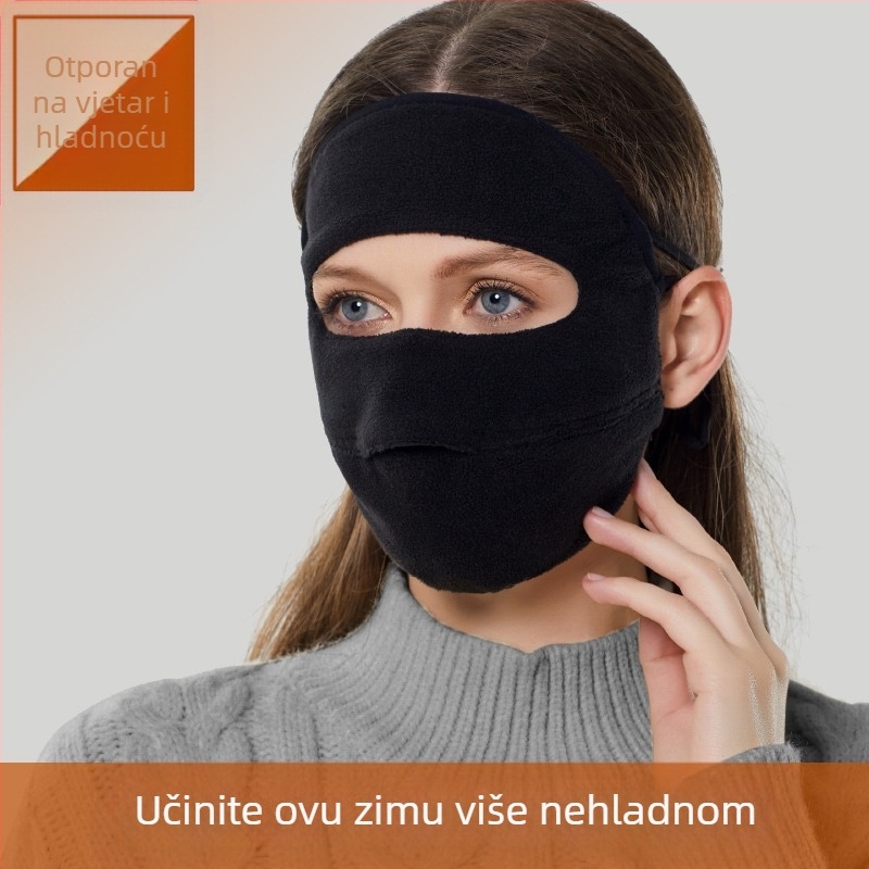 Zimska topla maska, podstavljena baršunom, zadebljana, otporna na vjetar, hladnoću, otvorena, prozračna maska za cijelo lice, za sportove na otvorenom, jahanje