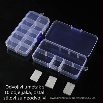 Fiksni gumb za klasifikaciju s 10 mreža, prozirna plastična PP kutija za pohranu, perlicama za ribolovni pribor, oklop, odvojiva kutija za završnu obradu
