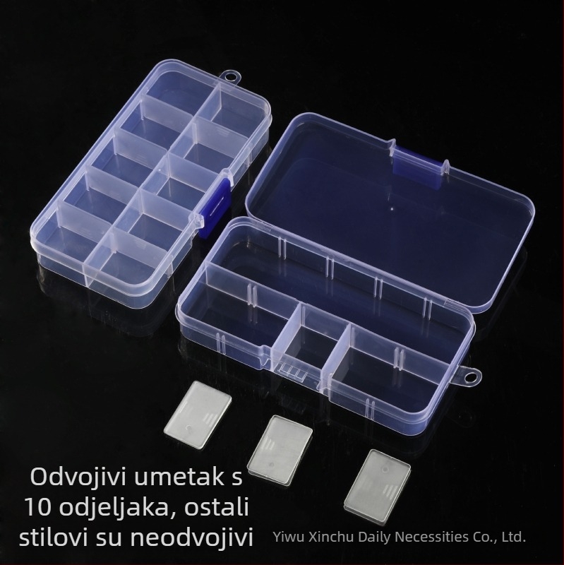 Fiksni gumb za klasifikaciju s 10 mreža, prozirna plastična PP kutija za pohranu, perlicama za ribolovni pribor, oklop, odvojiva kutija za završnu obradu