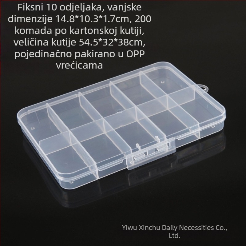 Fiksni gumb za klasifikaciju s 10 mreža, prozirna plastična PP kutija za pohranu, perlicama za ribolovni pribor, oklop, odvojiva kutija za završnu obradu