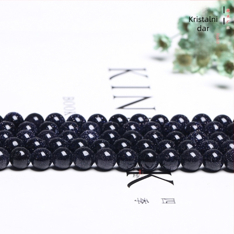 Plavi pješčenjak, labave perle, DIY kristalna narukvica od plavog pješčenjaka, nakit s perlicama, dodaci za nakit od kamena želja, polugotovi kamen zvjezdanog neba