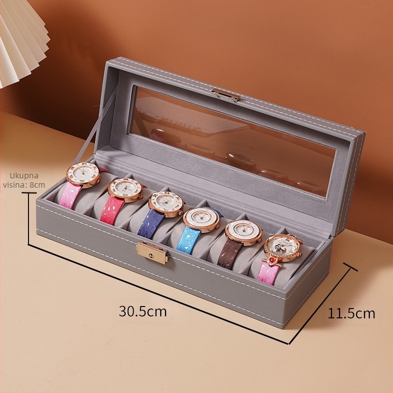 Neovisna kutija za pohranu kućanskih satova s krovnim prozorom, izvrsna staklena kutija za satove otporna na prašinu