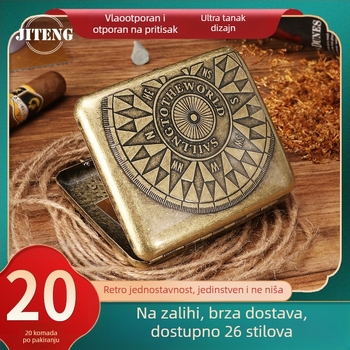 Nova metalna dvostrana preklopna 20-inčna tabakera s brončanim cvijetom, automatska prijenosna tabakera na zalihi, veleprodaja tvornica