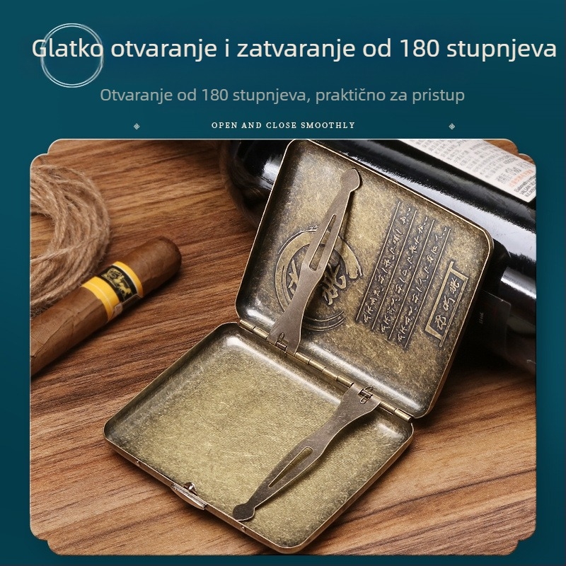 Nova metalna dvostrana preklopna 20-inčna tabakera s brončanim cvijetom, automatska prijenosna tabakera na zalihi, veleprodaja tvornica