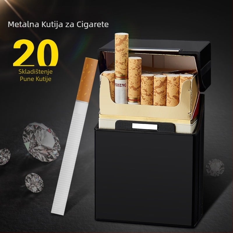 Personalizirana modna kutija za cigarete od 20 komada, automatska plastična aluminijska kutija za cigarete za muškarce, grubo dimljena, kreativna kutija za cigarete