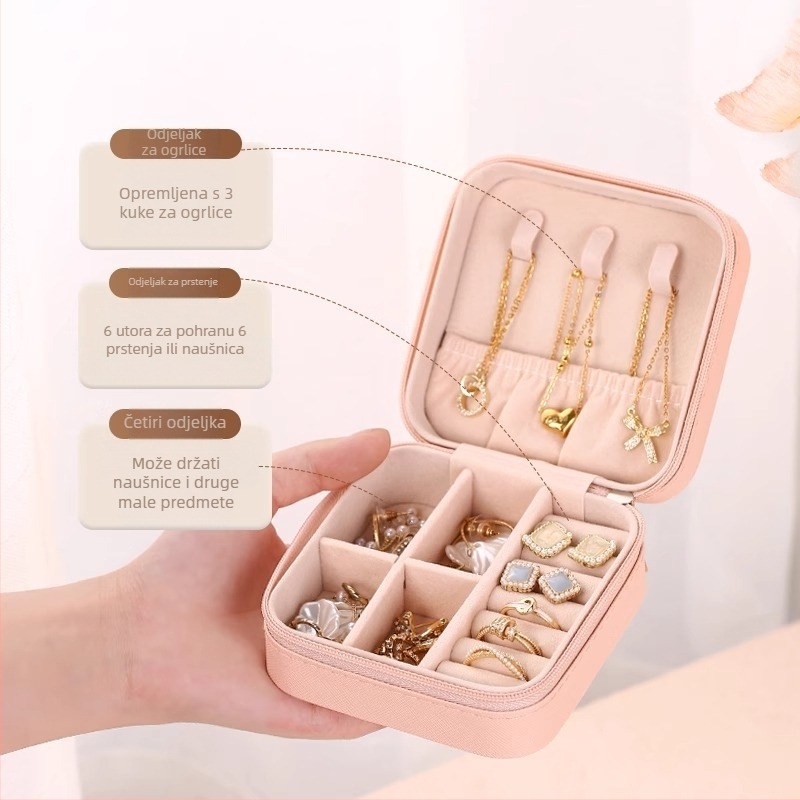 Fini nakit Prsten Naušnice Ogrlica Naušnice Naušnice Narukvica Prijenosna High Sense Mini Karirana kutija za pohranu