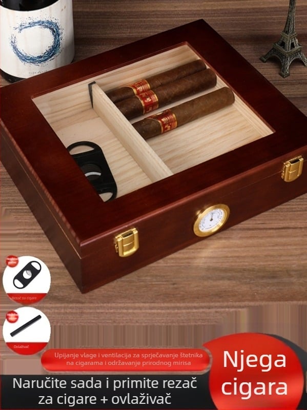Nova kutija za hidratantne cigare, set kutija za cigare od uvezenog bora, zatvorena kutija za hidratantne cigare za kubanske cigare