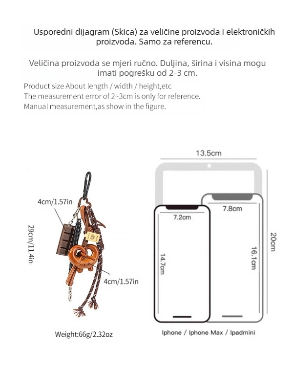 Maillard Brown korejski stil Ins čokoladni bagel privjesak za ključeve s alkalnim čvorom ukrasni lanac privjesak s alkalnim kruhom u stilu Miu