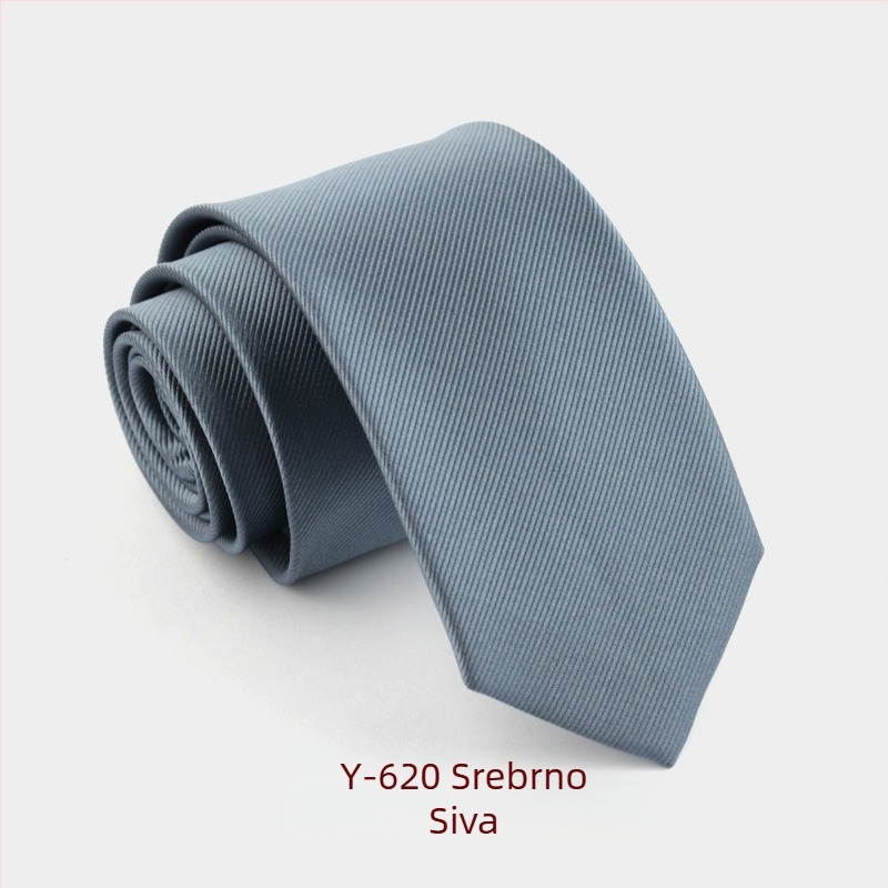 Formalna 6 cm uska kravata čiste boje za muškarce, korejska moda, britanska poslovna, uska verzija, crno-crvena, čiste boje, prugice