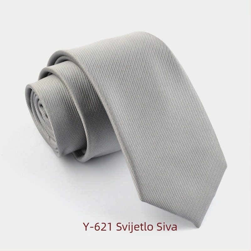 Formalna 6 cm uska kravata čiste boje za muškarce, korejska moda, britanska poslovna, uska verzija, crno-crvena, čiste boje, prugice
