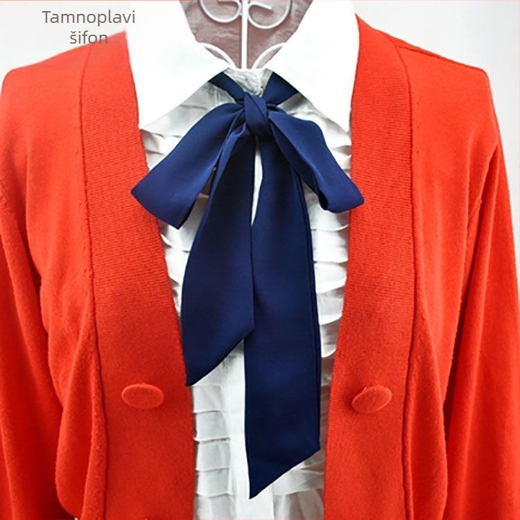 Leptir-mašna za žene, nova čipkasta, korejski stil, britanski akademski stil, valovita točkica, jednobojna, šifonska kravata, vrpca, modna mašna