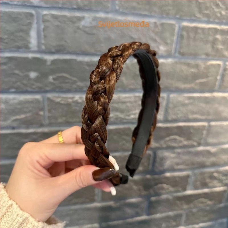 Sedam pramenova sendvič pletenica perika ručno tkana pletenica traka za glavu prirodna simulacija visoka kranijalna kopča za kosu dodaci za kosu