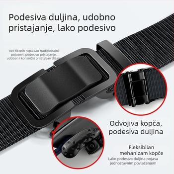 Muški tkani platneni vanjski remen, vojnički trening, ležerni, univerzalni, taktičke hlače, remen od imitacije najlona, modni remen s automatskom kopčom