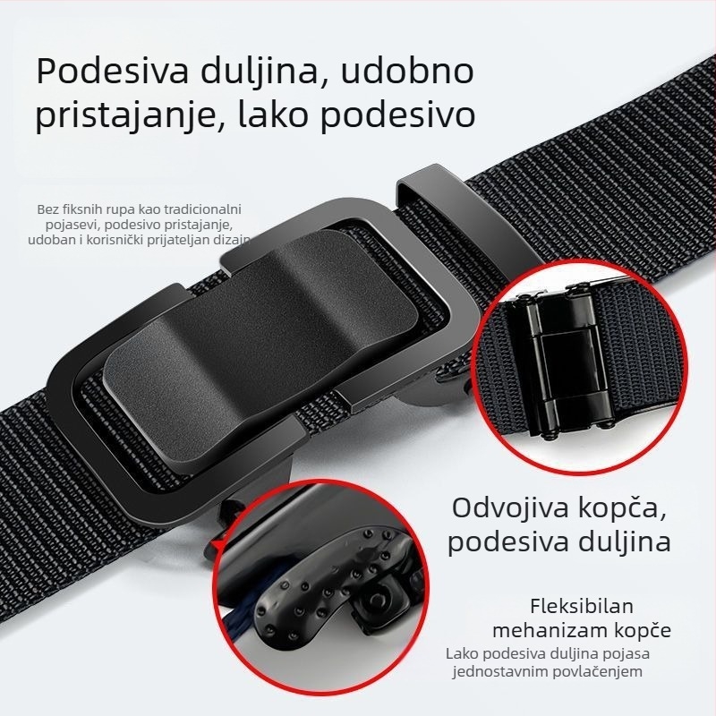 Muški tkani platneni vanjski remen, vojnički trening, ležerni, univerzalni, taktičke hlače, remen od imitacije najlona, modni remen s automatskom kopčom