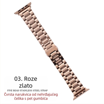 Za Apple Applewatch Five Beads Makers Solid Buckle Buckle iWatch Nehrđajući čelik Huawei Watch Remen