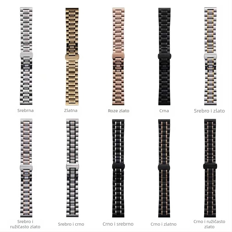Za Apple Applewatch Five Beads Makers Solid Buckle Buckle iWatch Nehrđajući čelik Huawei Watch Remen