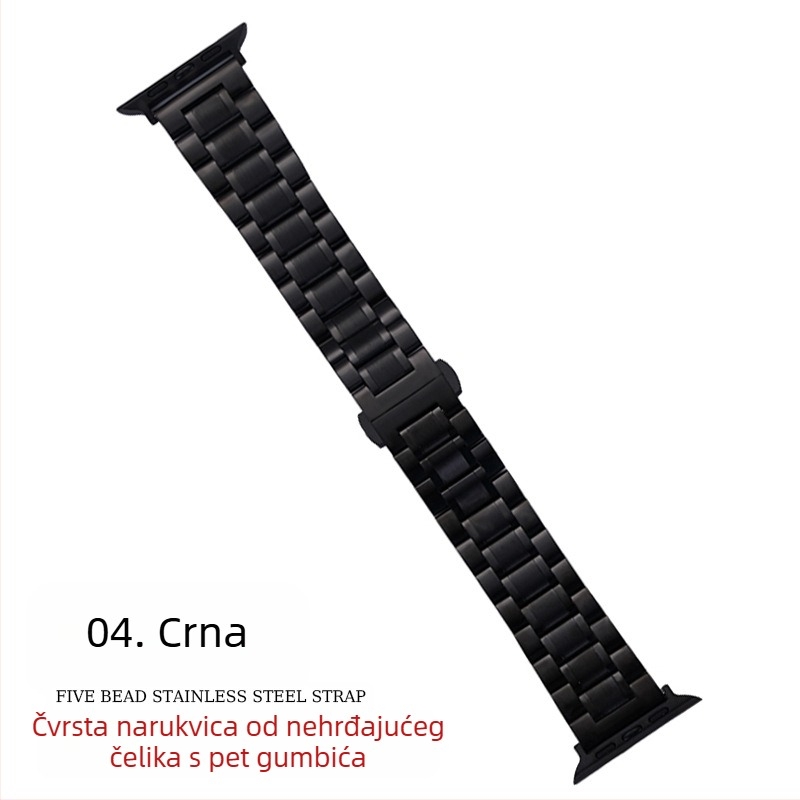 Za Apple Applewatch Five Beads Makers Solid Buckle Buckle iWatch Nehrđajući čelik Huawei Watch Remen