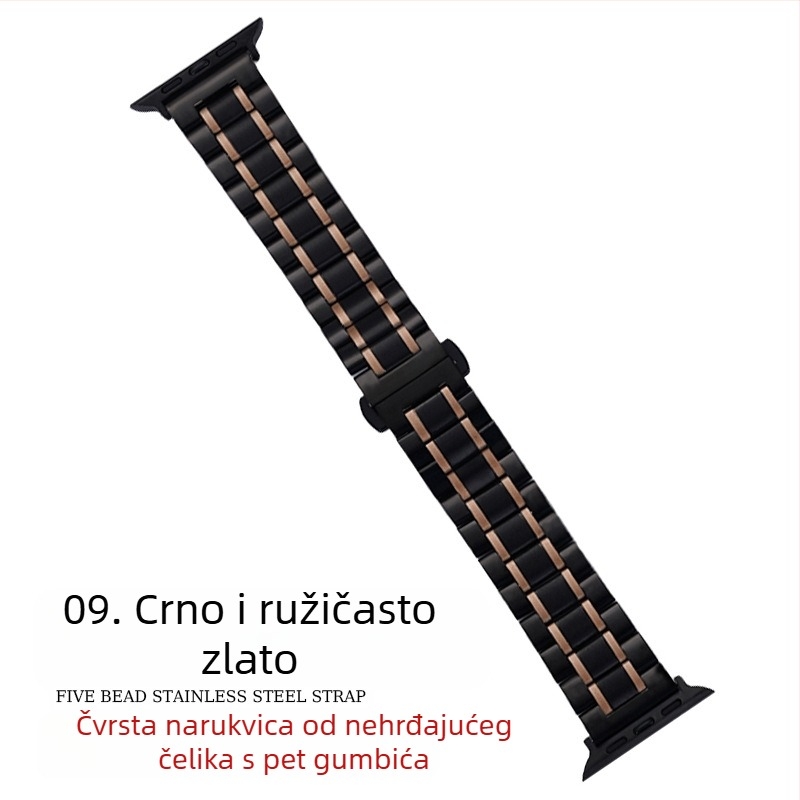 Za Apple Applewatch Five Beads Makers Solid Buckle Buckle iWatch Nehrđajući čelik Huawei Watch Remen