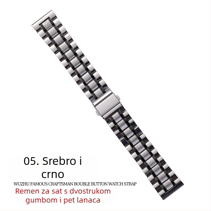 Za Apple Applewatch Five Beads Makers Solid Buckle Buckle iWatch Nehrđajući čelik Huawei Watch Remen