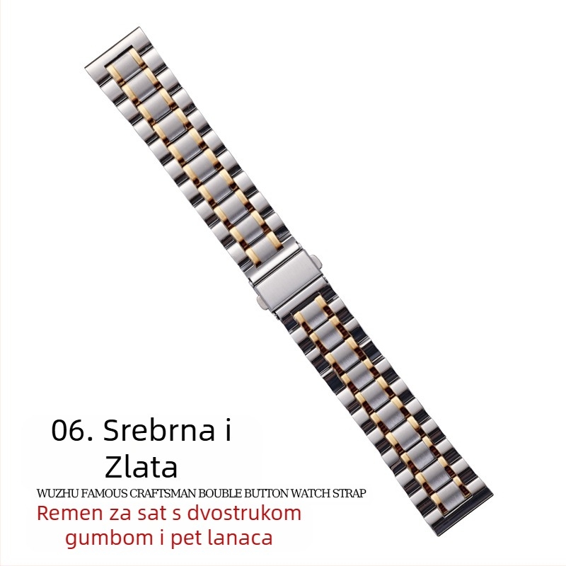 Za Apple Applewatch Five Beads Makers Solid Buckle Buckle iWatch Nehrđajući čelik Huawei Watch Remen