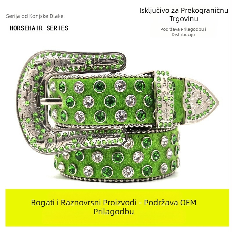 Prekogranični remen s cirkonima, y2k punk modni vrhunski remen s osjećajem, muški dijamantni remen s punim dijamantima, personalizirani trendovski remen