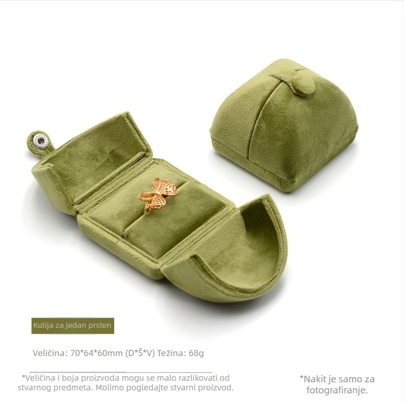 Dvostruka trava Zelena baršunasta kutija za prstenje Naušnice Kutija za ogrlicu Kutija za narukvicu Kutija za narukvicu Pakiranje za nakit