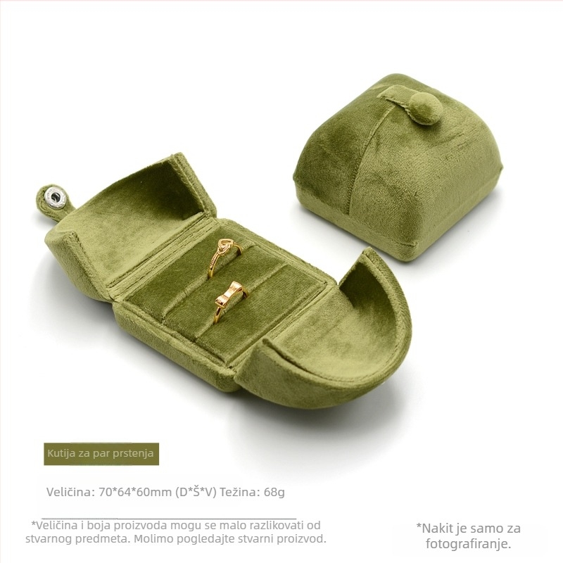 Dvostruka trava Zelena baršunasta kutija za prstenje Naušnice Kutija za ogrlicu Kutija za narukvicu Kutija za narukvicu Pakiranje za nakit