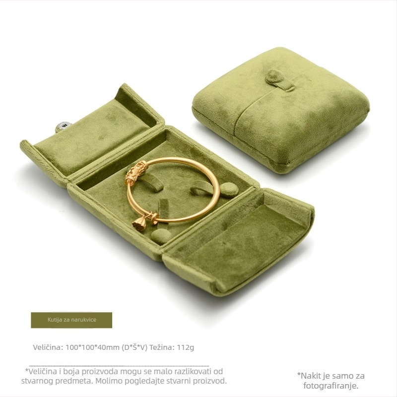 Dvostruka trava Zelena baršunasta kutija za prstenje Naušnice Kutija za ogrlicu Kutija za narukvicu Kutija za narukvicu Pakiranje za nakit