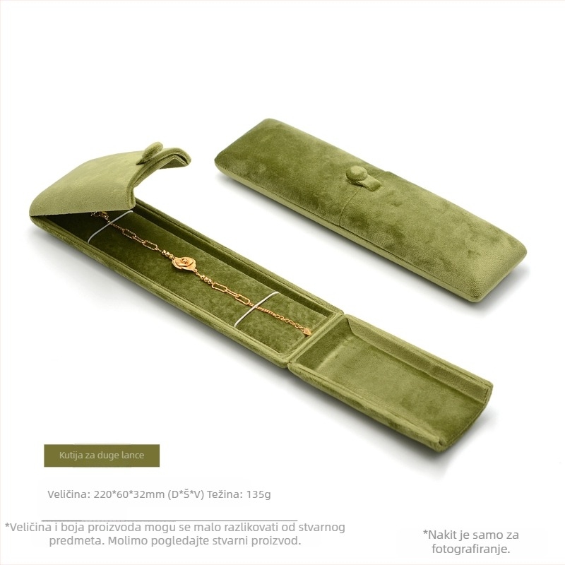 Dvostruka trava Zelena baršunasta kutija za prstenje Naušnice Kutija za ogrlicu Kutija za narukvicu Kutija za narukvicu Pakiranje za nakit