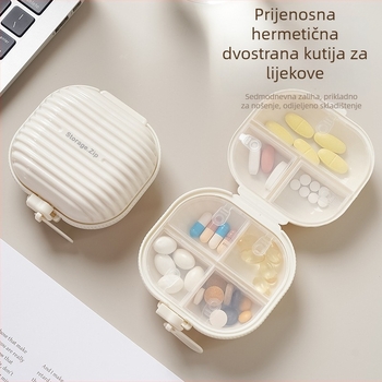 Kreativna mala kutija za lijekove s patentnim zatvaračem, putna prijenosna dvostrana odvojena kutija za pohranu lijekova, kućanska, otporna na vlagu, zatvorena kutija